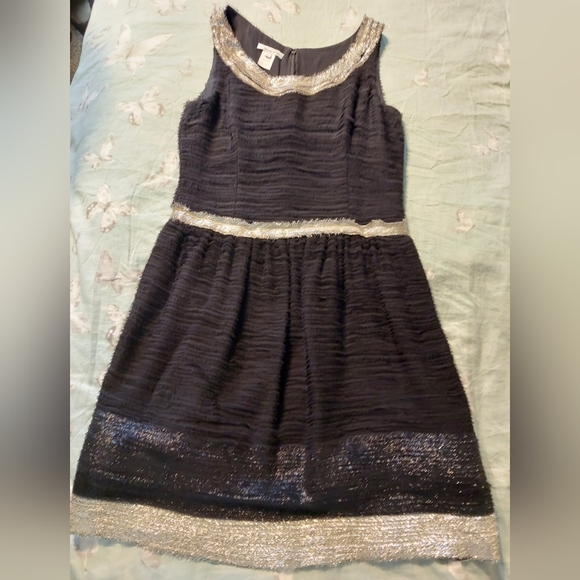 *$4,300 OSCAR DE LA RENTA GORGEOUS BLACK SILVER SILK RUNWAY DRESS US 10 L - Picture 9 of 12